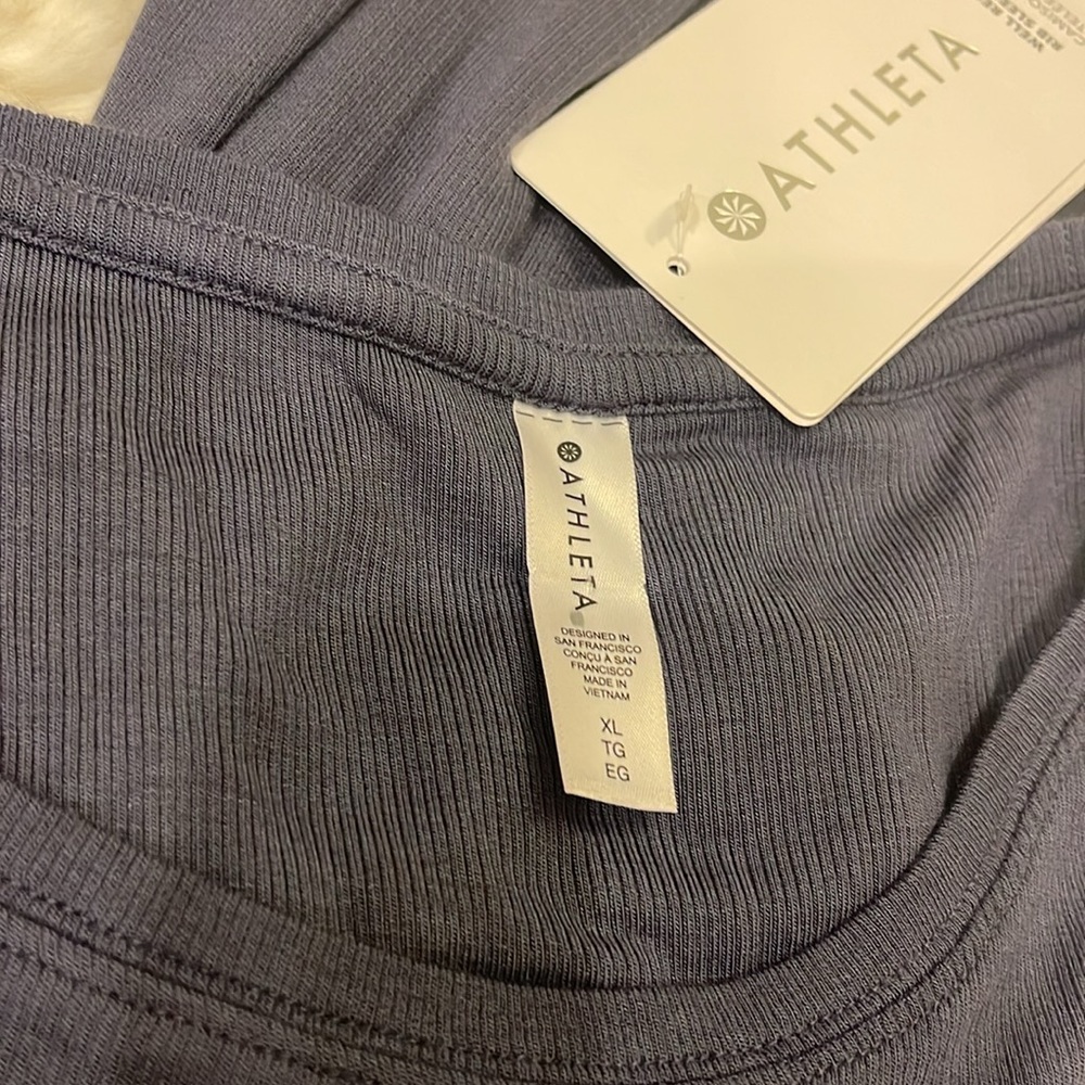NWT ATHLETA XL Blue Ribbed Tank Top Well Rested Rib Style Sleep Tank Camisole - Picture 7 of 8